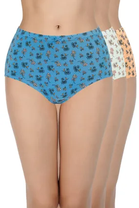 Inner Elastic Waistband Full Brief Assorted Panty (Pack of 3 Colors & Prints May Vary)