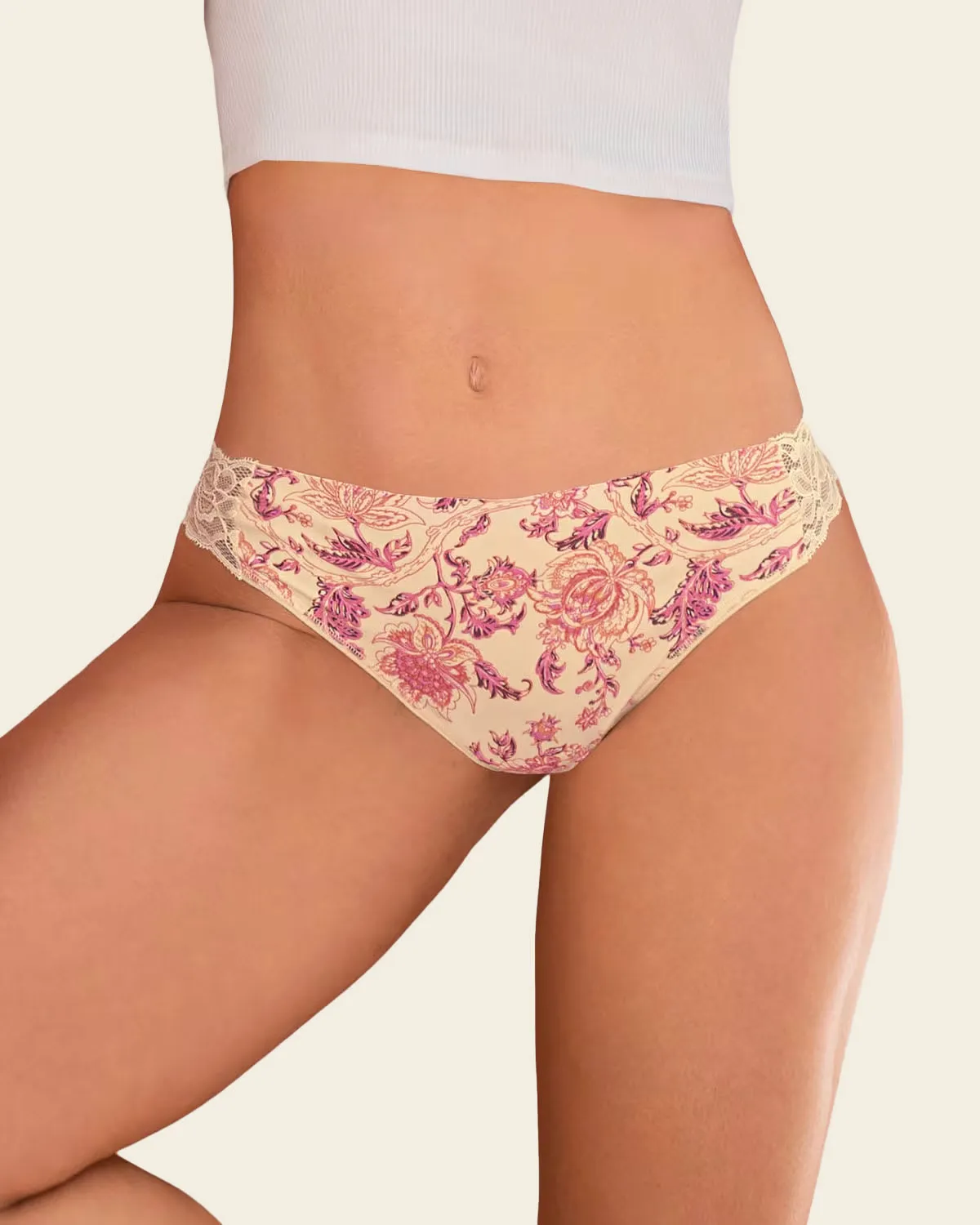 Lace Side Seamless Thong Panty