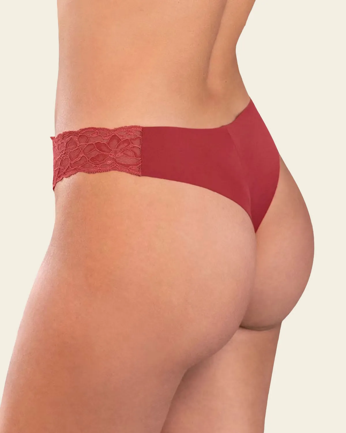 Lace Side Seamless Thong Panty