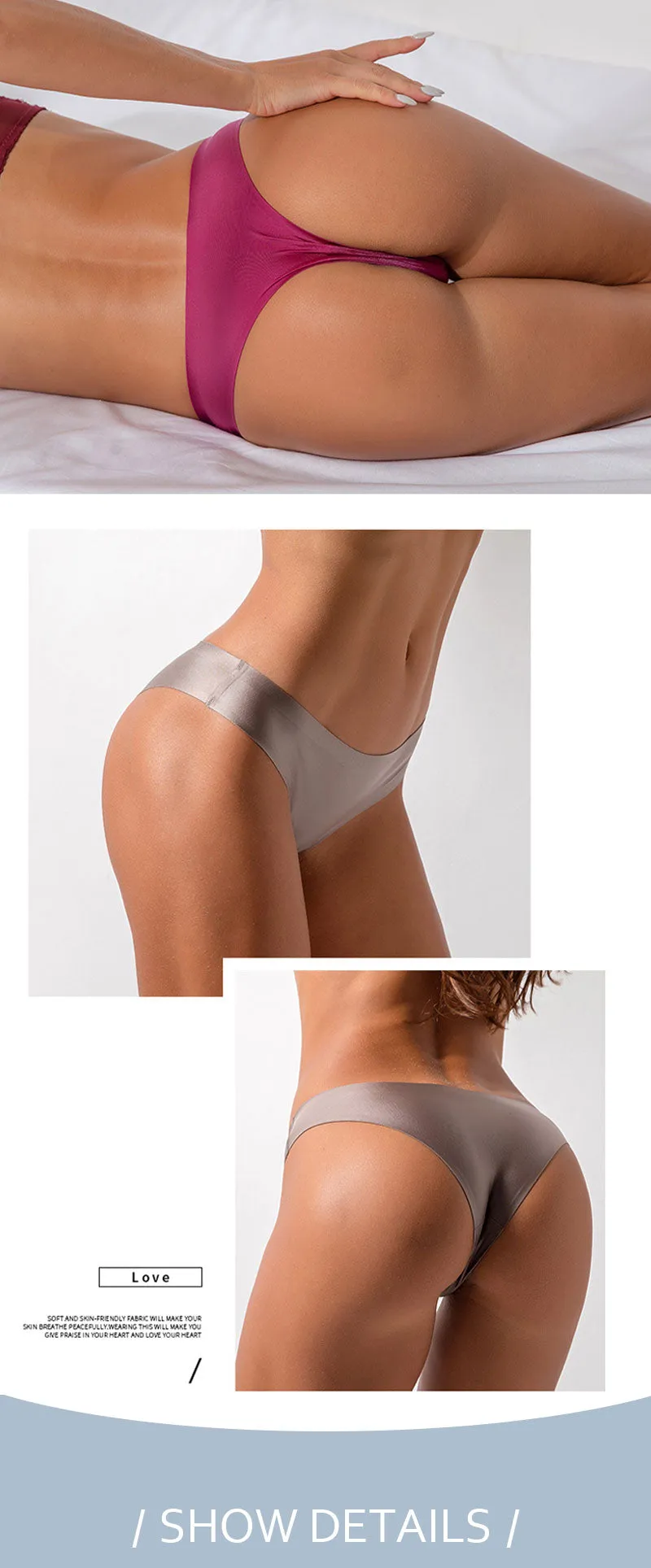 Ladies sexy thong low waist seamless panties