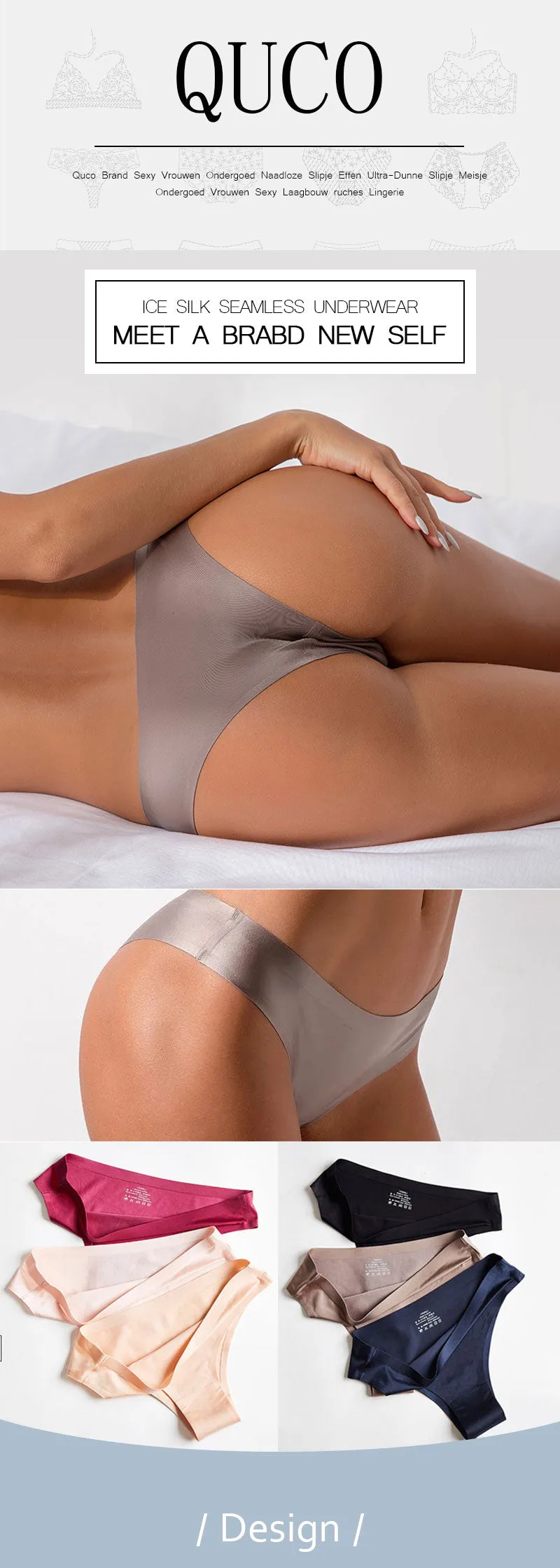 Ladies sexy thong low waist seamless panties