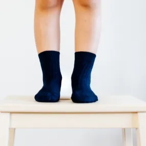 Lamington Child Merino Crew Sock - Navy Rib