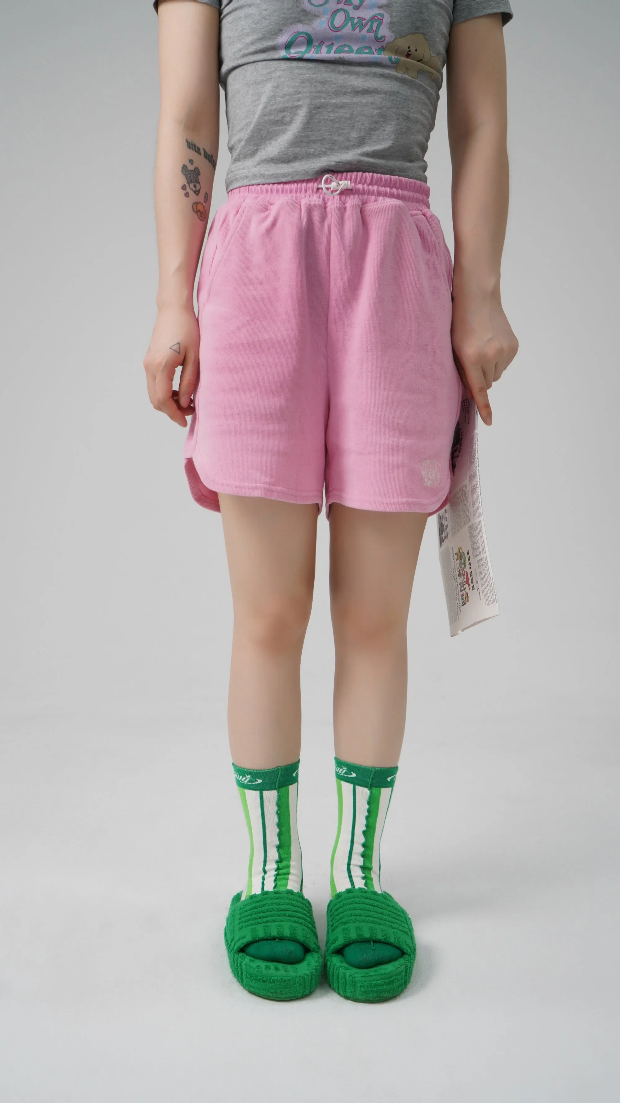 Logo Frilly Lined Ribbed High Socks