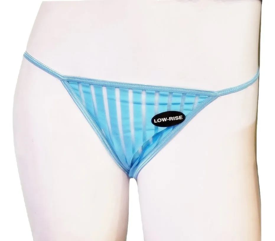 Low-Rise Sheer Striped Panties - Large