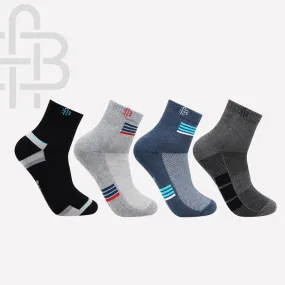 Men Cushioned Ankle Length Athletic Sports Socks -Pack Of 4