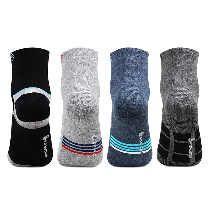 Men Cushioned Ankle Length Athletic Sports Socks -Pack Of 4