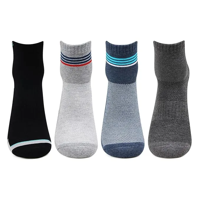 Men Cushioned Ankle Length Athletic Sports Socks -Pack Of 4