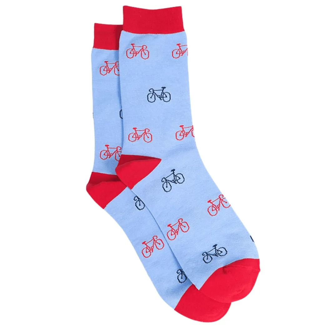 Mens Bamboo Cycling Socks Bicycle Print Novelty Dress Socks