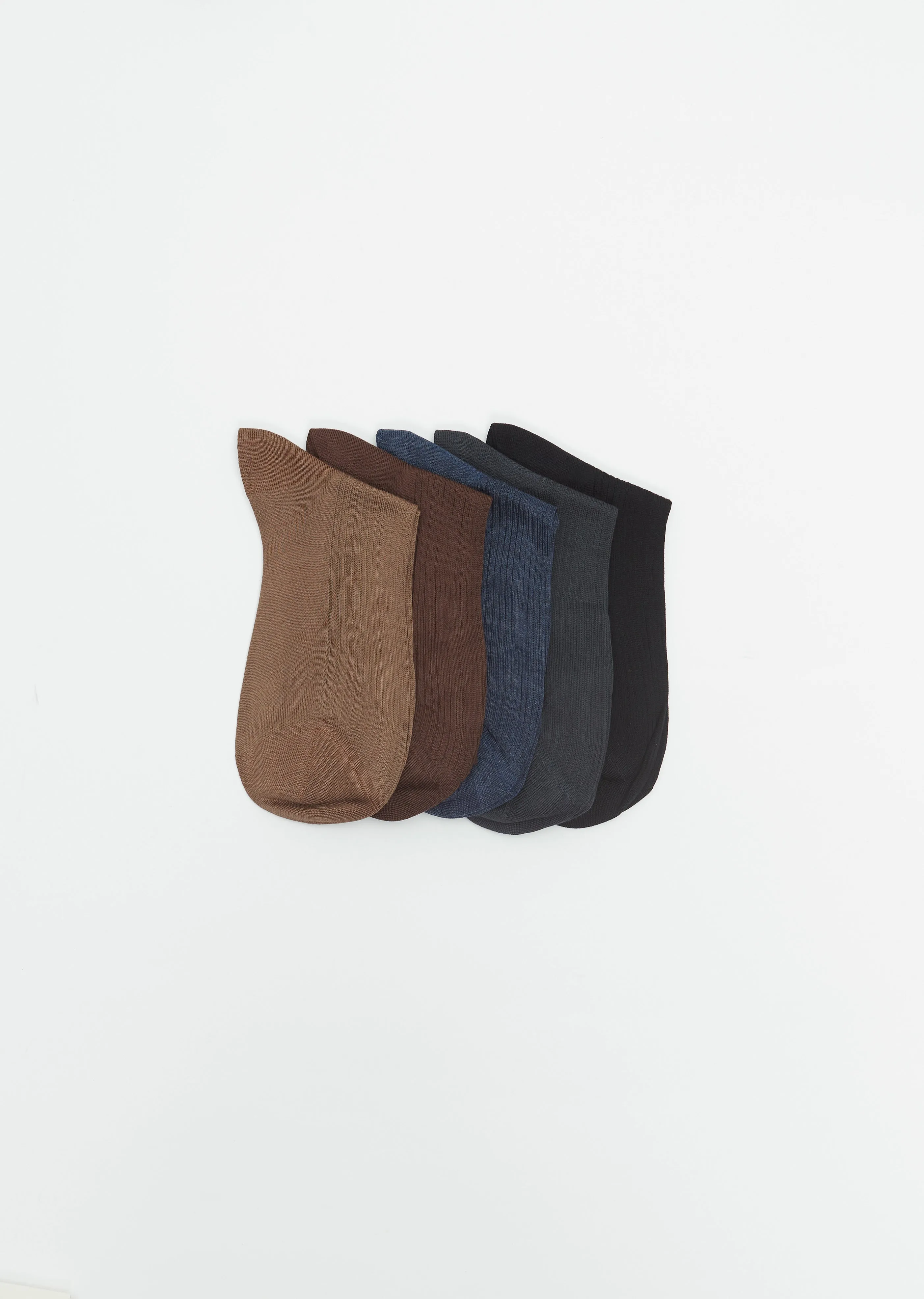 One Ribbed Socks — Cacao