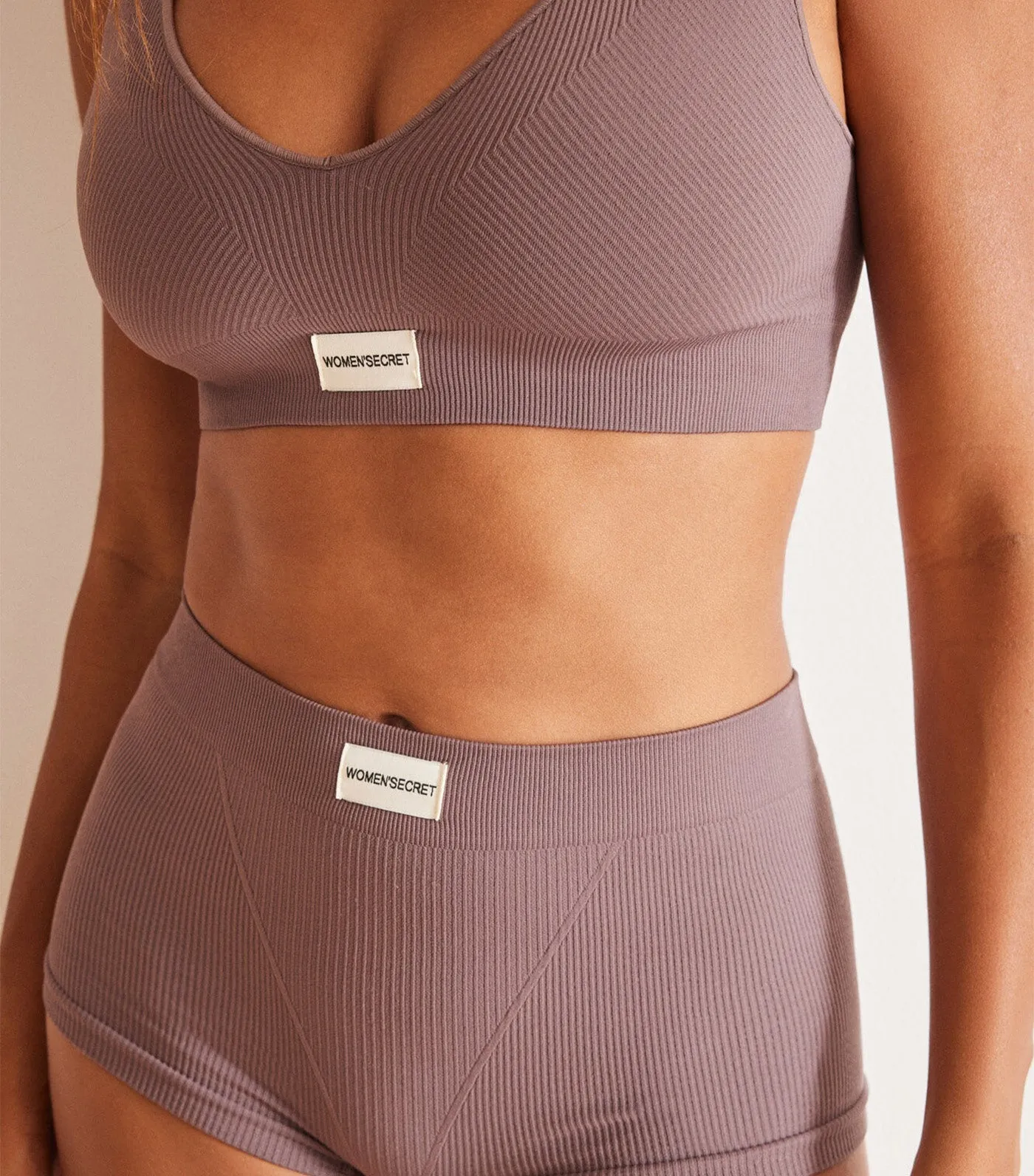 Purple Seamless Ribbed Culotte