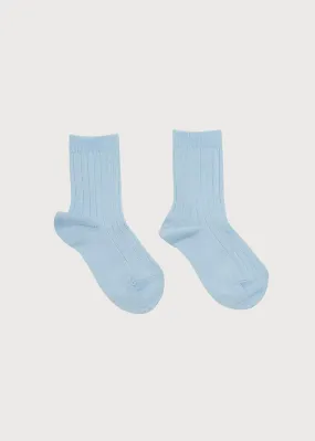 Ribbed short socks - Light Blue (0mths-8yrs)