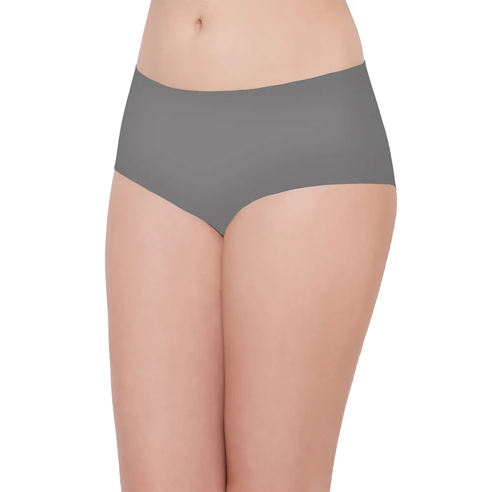 Seamless Mid Waist Full Coverage Everyday Wear Hipster Panty - Grey