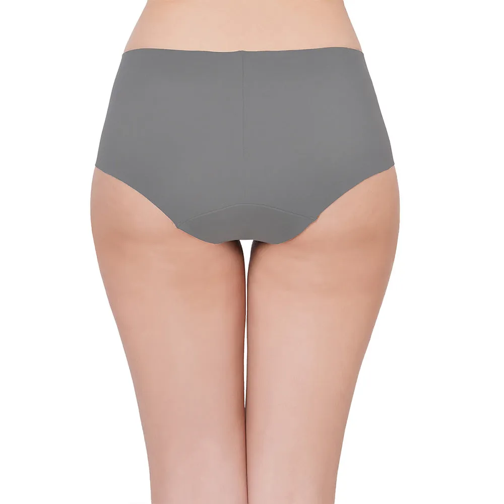 Seamless Mid Waist Full Coverage Everyday Wear Hipster Panty - Grey