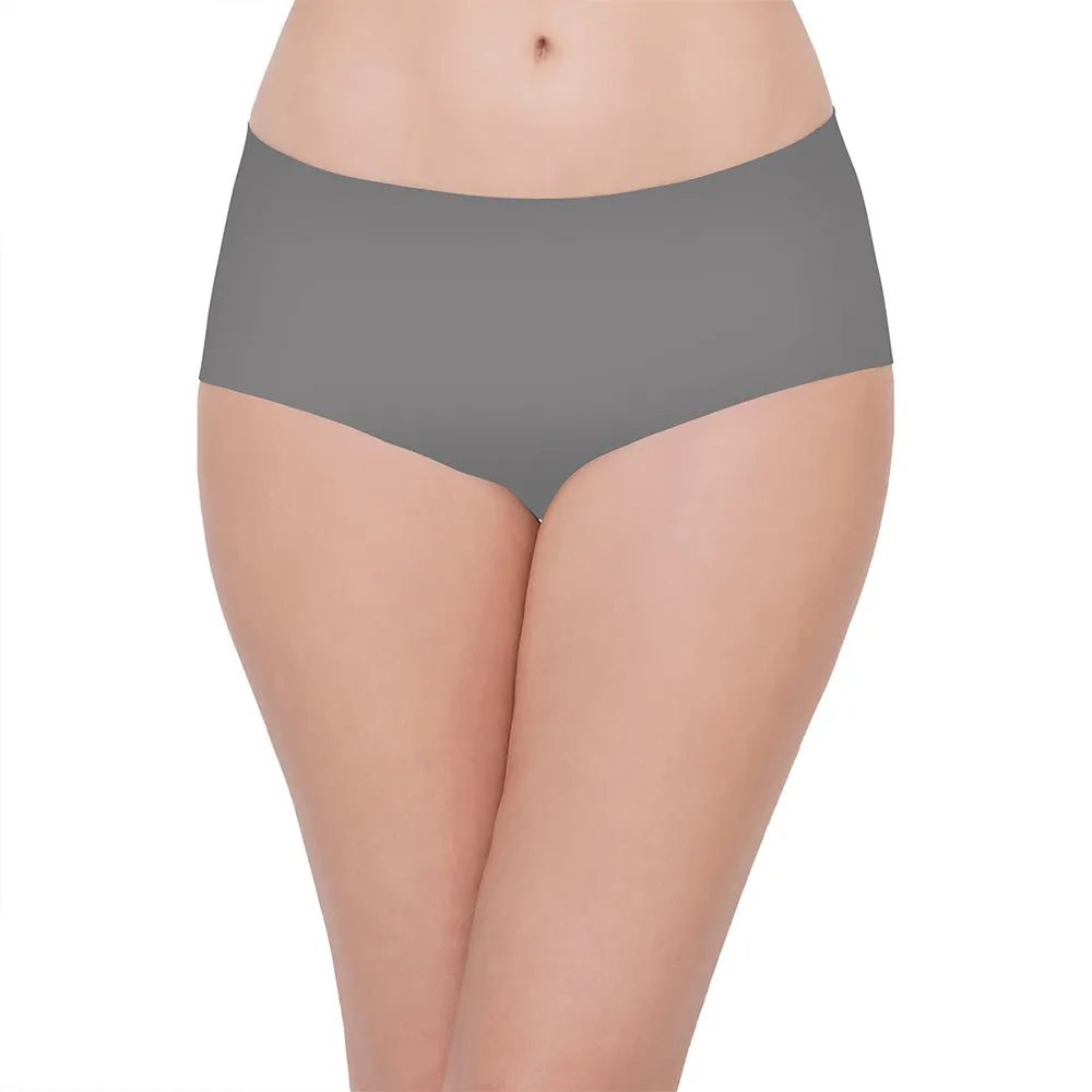 Seamless Mid Waist Full Coverage Everyday Wear Hipster Panty - Grey