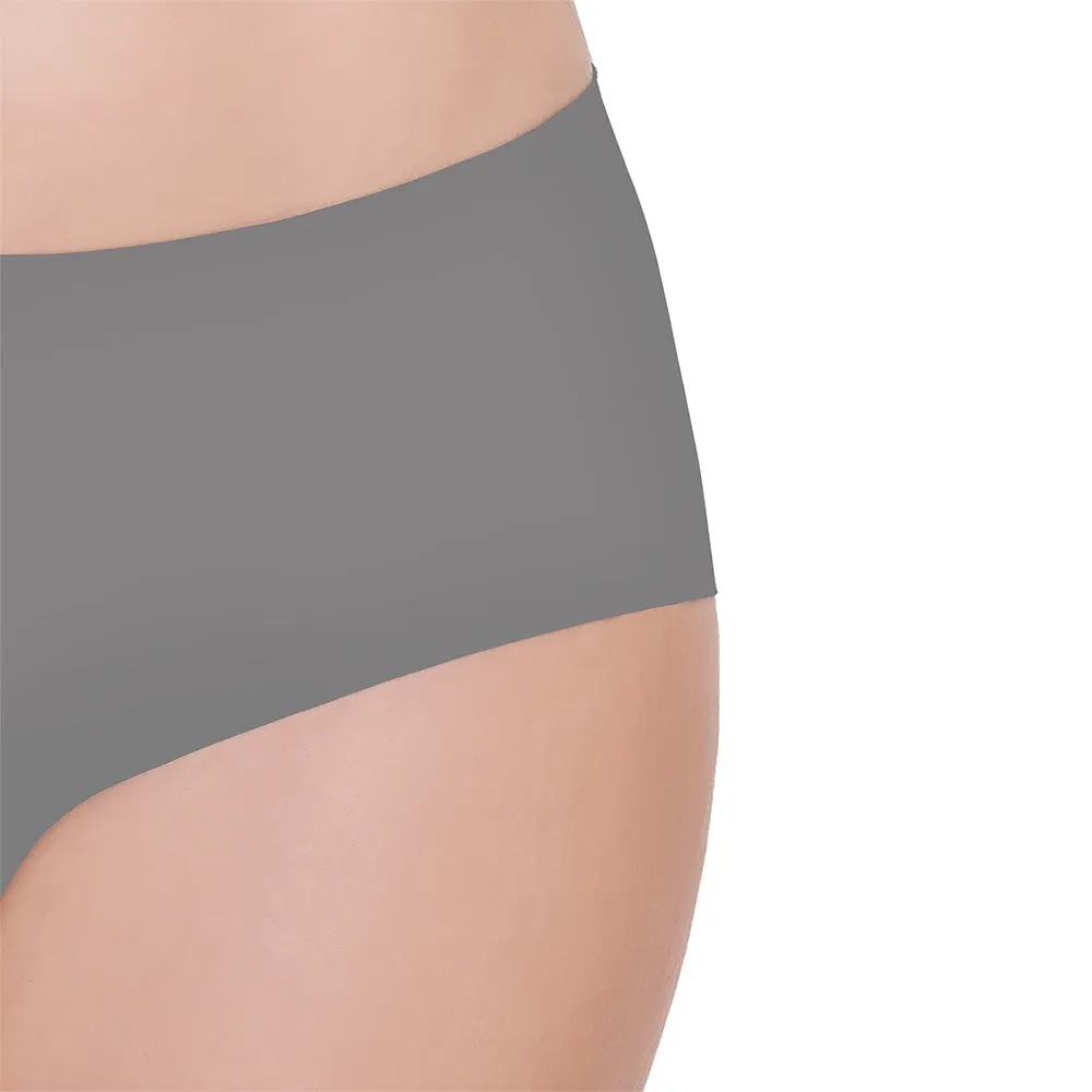 Seamless Mid Waist Full Coverage Everyday Wear Hipster Panty - Grey