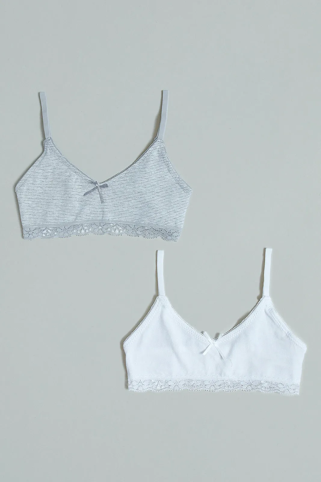 Senior Girls Grey And White Bra Set (Pack of 2)