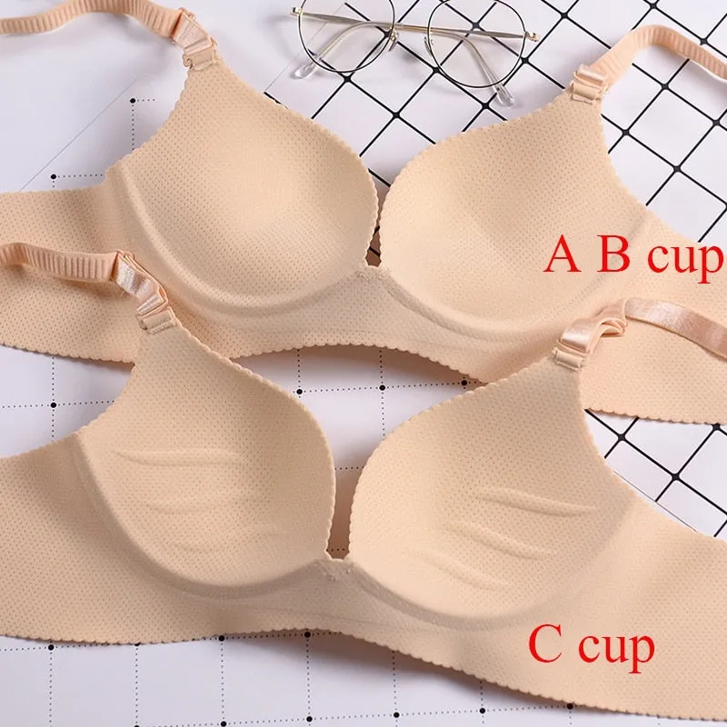 Sexy Adjusted-straps Deep U Cup Push Up Seamless Bralettes For Women