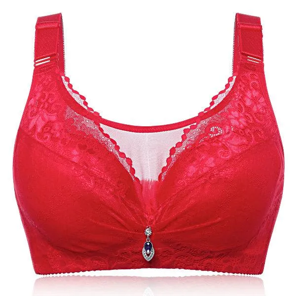 Sexy Busty Breathable Wireless Full Coverage Embroidered Bando Bra