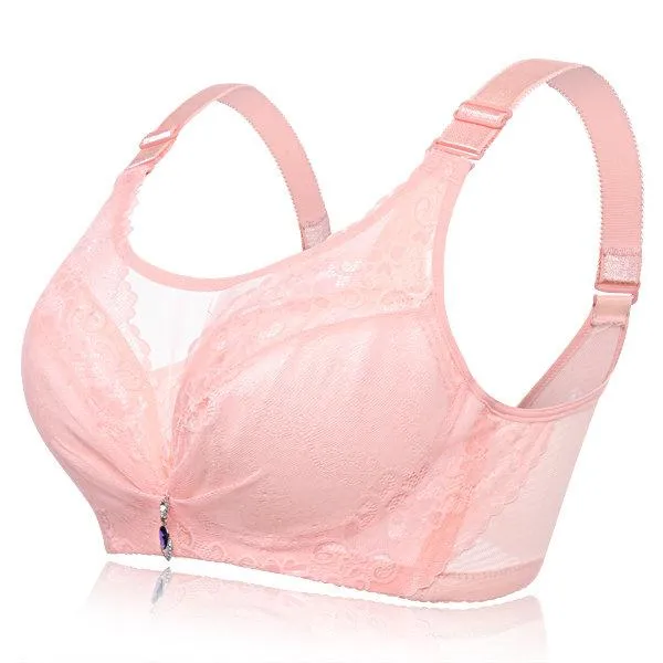 Sexy Busty Breathable Wireless Full Coverage Embroidered Bando Bra