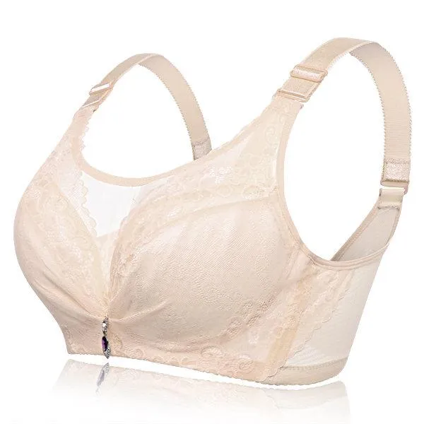 Sexy Busty Breathable Wireless Full Coverage Embroidered Bando Bra