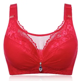 Sexy Busty Breathable Wireless Full Coverage Embroidered Bando Bra