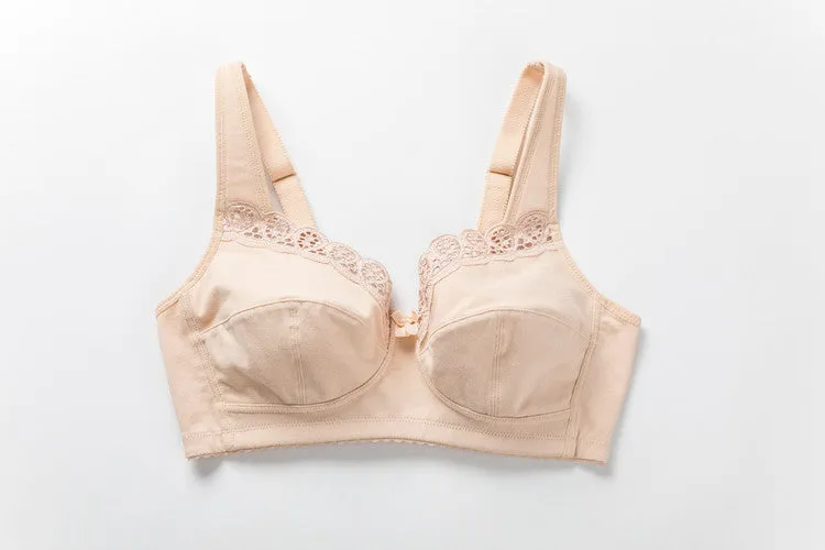 Sexy Women's Wireless Full Coverage Non-padded Cotton Lace Bra Plus Size