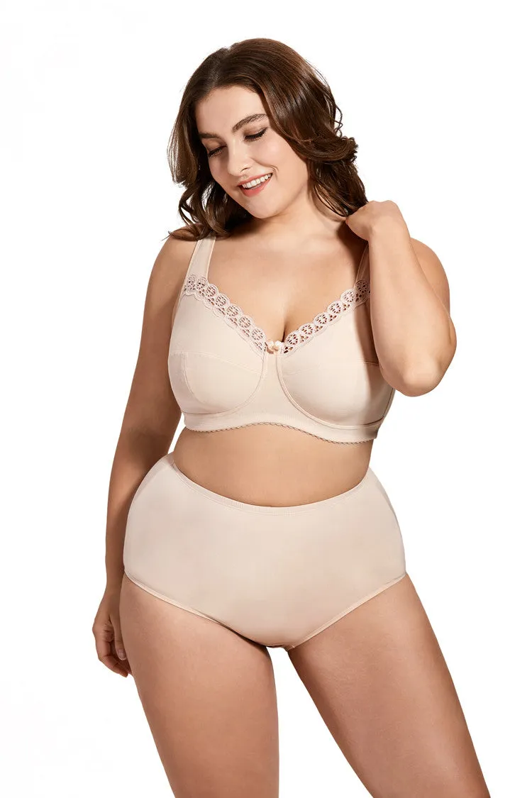 Sexy Women's Wireless Full Coverage Non-padded Cotton Lace Bra Plus Size