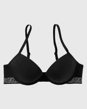 Smooth Cotton Logo Push Up Bra