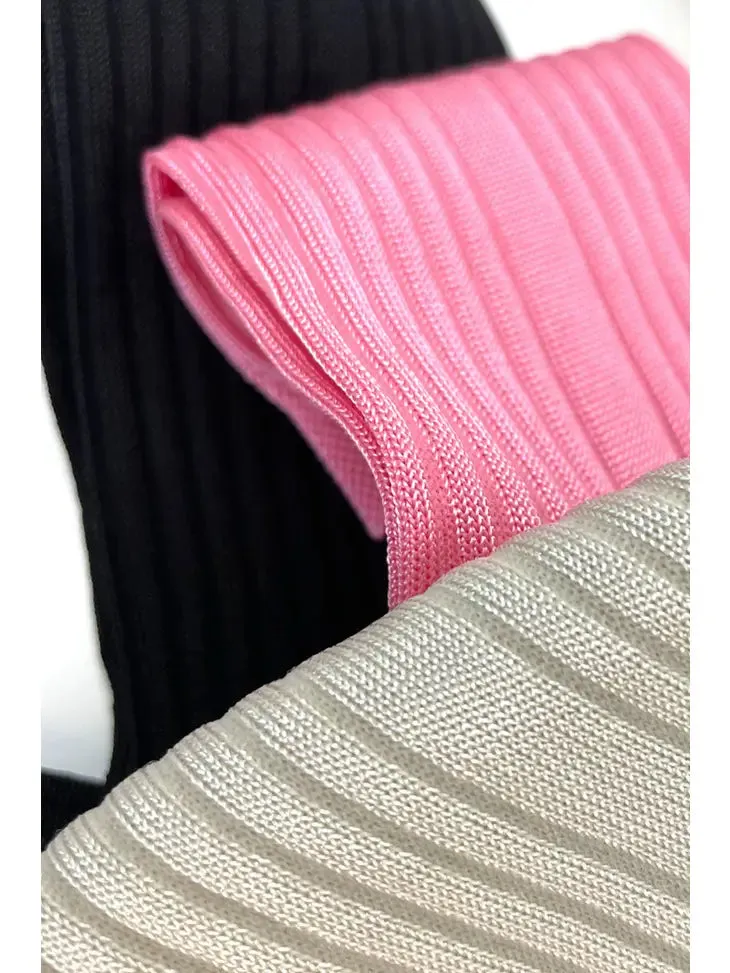 Stems - Silky Ribbed Socks Gift Box (Ivory/Black/Pink)