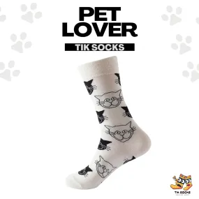 TikSocks|Fun Socks-Cat Print White Socks