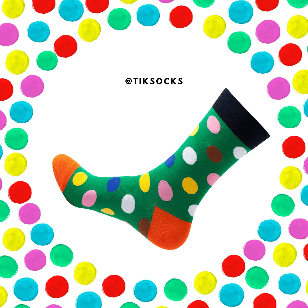 TikSocks|Fun Socks-Polka Dot Socks-Green