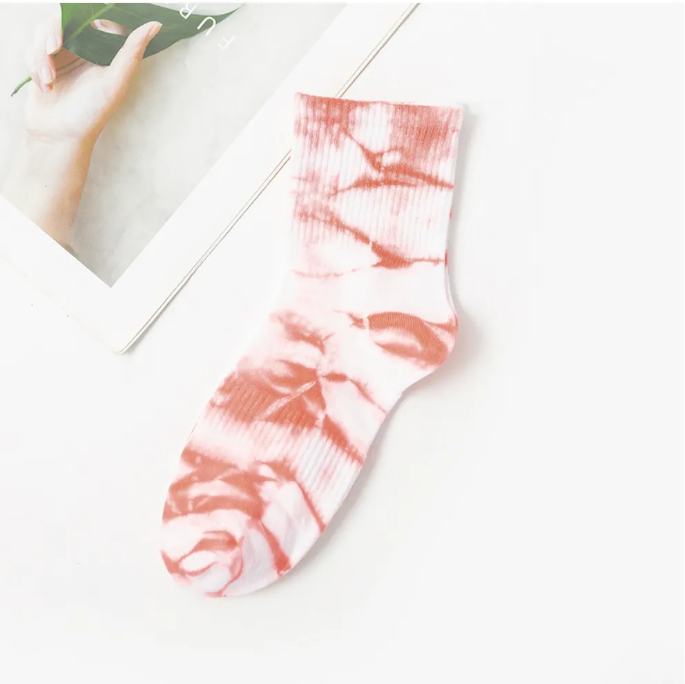 TikSocks|Fun Socks-Tie Dye Cotton Socks red