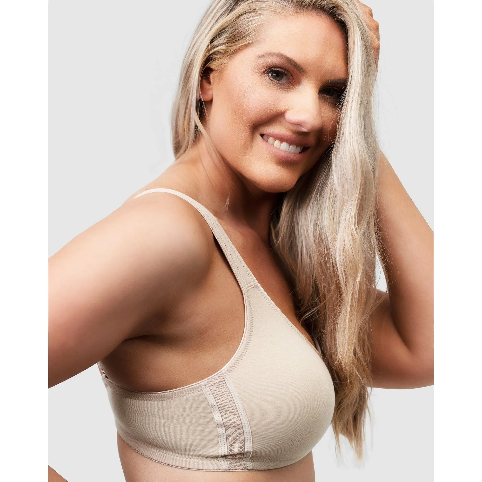 Wide Strap Wirefree Plus Size Organic Cotton Bra