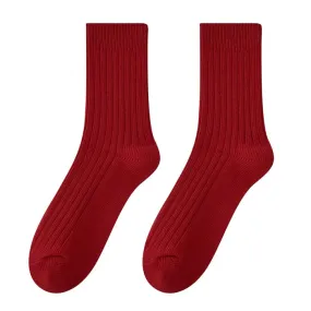 Wine Red Ribbed Socks