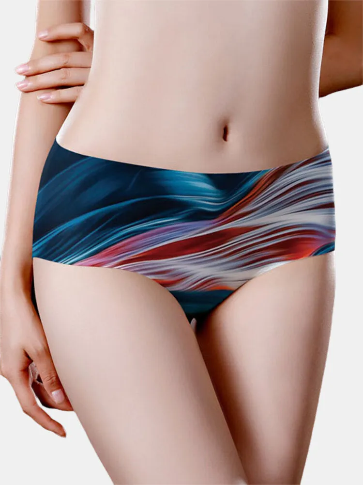 Women Design Print Full Hip Ice Silk Seamless Panties