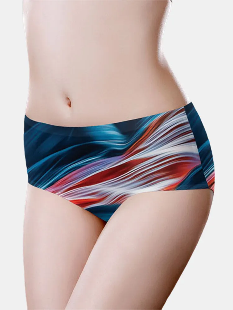 Women Design Print Full Hip Ice Silk Seamless Panties