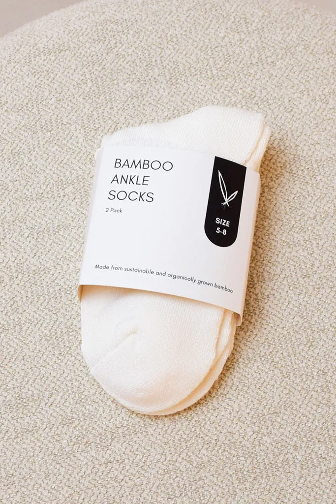 Women's Bamboo Ankle Socks 2 Pack - White